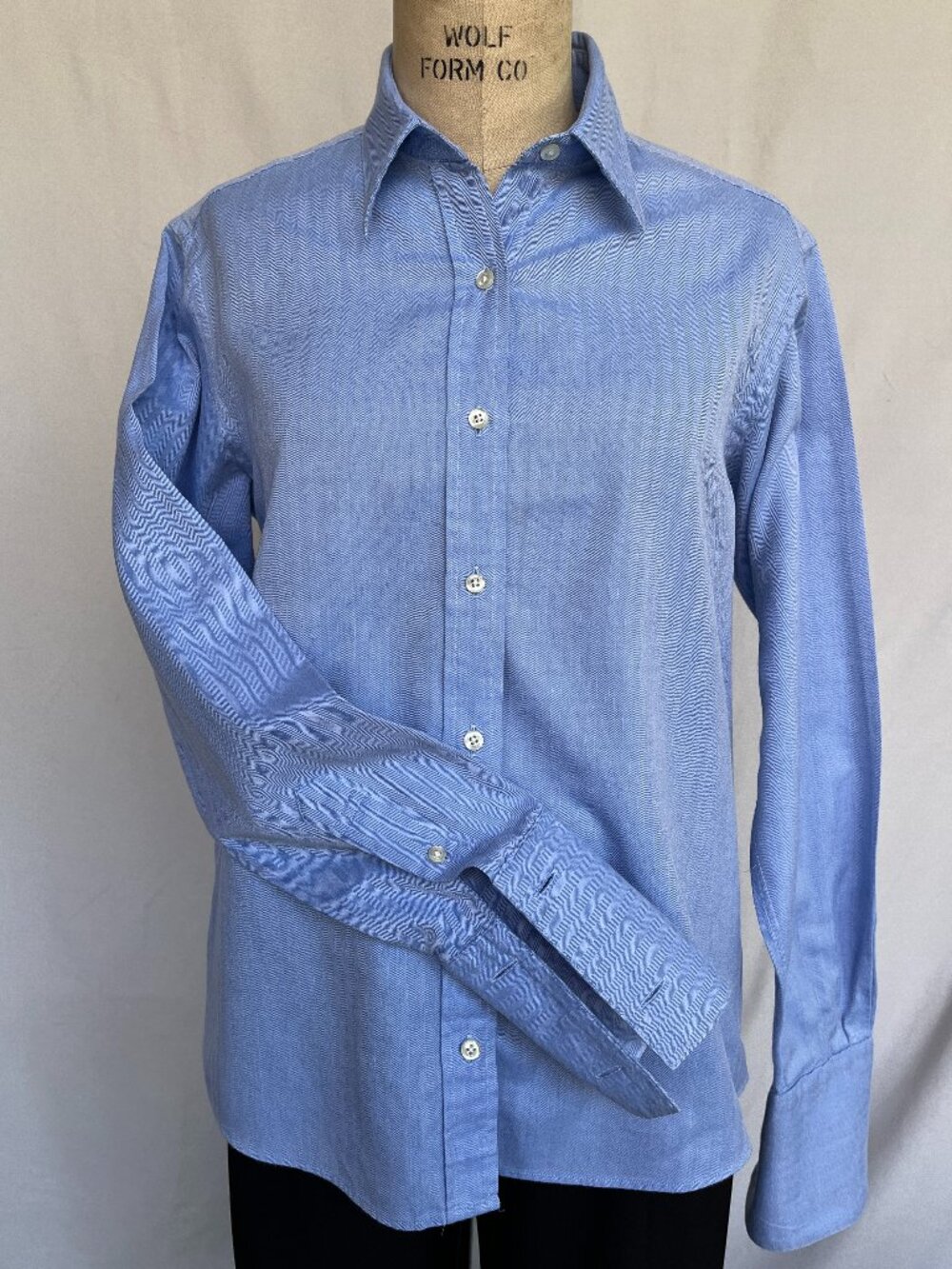 Brooks Brothers Herringbone Blue Casual Button-Up Shirt, Vintage Y2K – US S